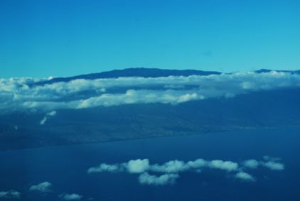 Our first glimpse of Maui from the plane
